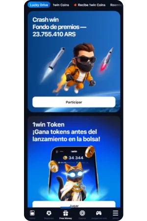 Interfaz de bonos de apuesta 1win apk