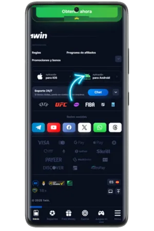 APK 1Win download button