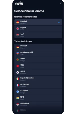 Selección de idioma 1win descargar app argentina