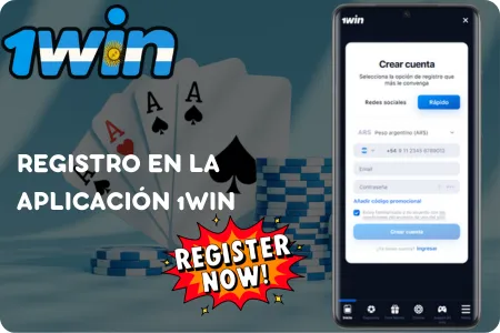 Pantalla de registro 1win app mostrando formulario completo para 1win descargar aplicación móvil con opciones de teléfono email y redes sociales en Argentina